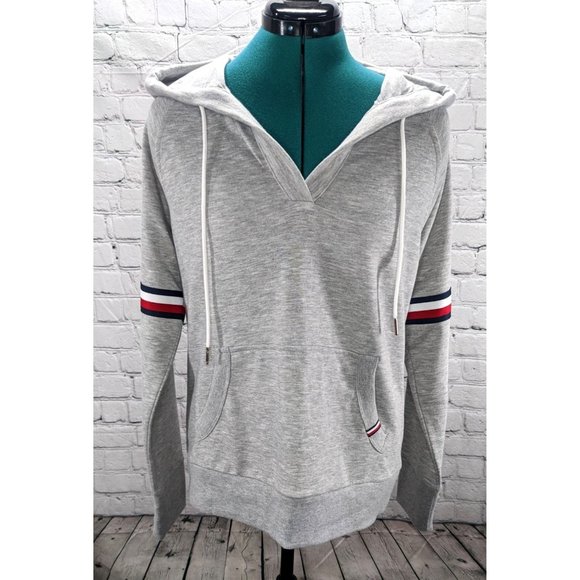 Tommy Hilfiger Sweaters - New Tommy Hilfiger Women's Gray Hoodie Sweatshirt V-neck Pullover Size Medium